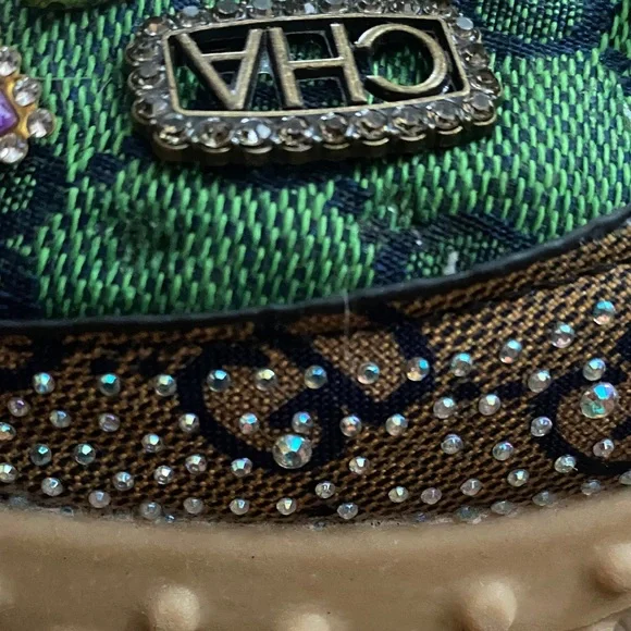 Taxi Rhinestone Canvas Bling Shoes Sz 8.5 Multicolor Gems - Picture 12 of 16